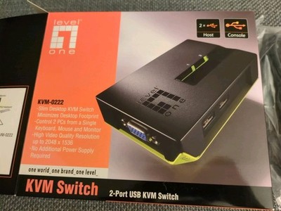 Level One KVM-0222 2Ports USB Sealed KVM Switch 590222 Neu / New 