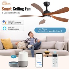 52in High CFM 5000 Ceiling Fan with Light Remote and APP Alexa Control Bedroom