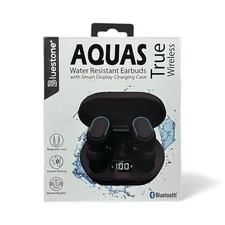 New Bluestone Aquas Water Resistant Earbuds-Smart Display Charging Case - Black