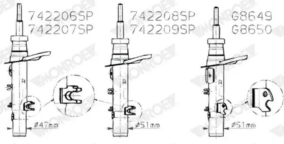 Shock absorber Top pin G8649 MONROE for CITROËN PEUGEOT OPEL