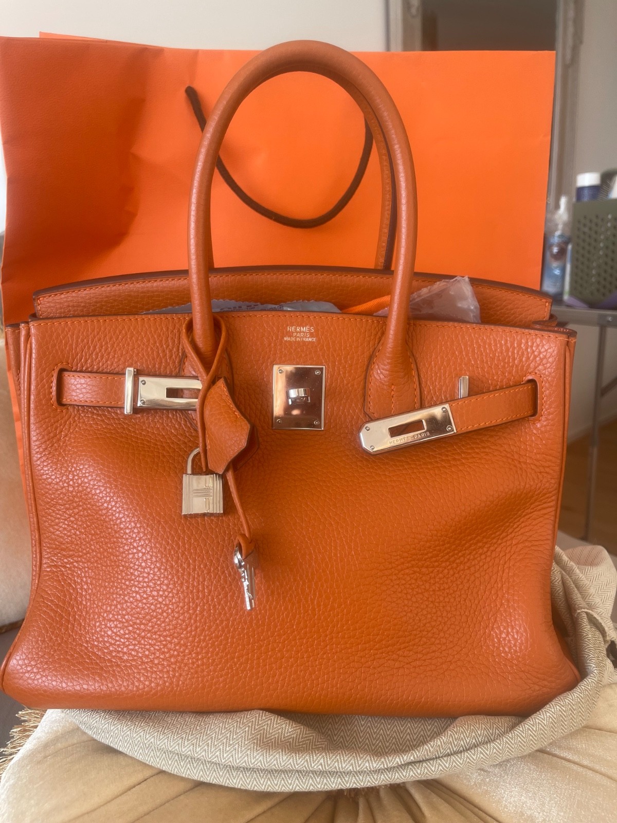 Hermes Birkin 30 Togo Potiron silver palladium
