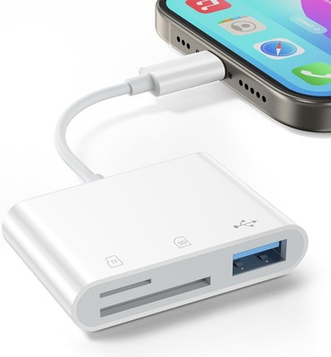 High-Speed USB C SD Card Reader for iPhone three slot (With USB-C), White 