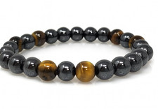 Hematite Protection Bracelet   Handmade Stretch Jewelry Unisex Aventurine Tiger