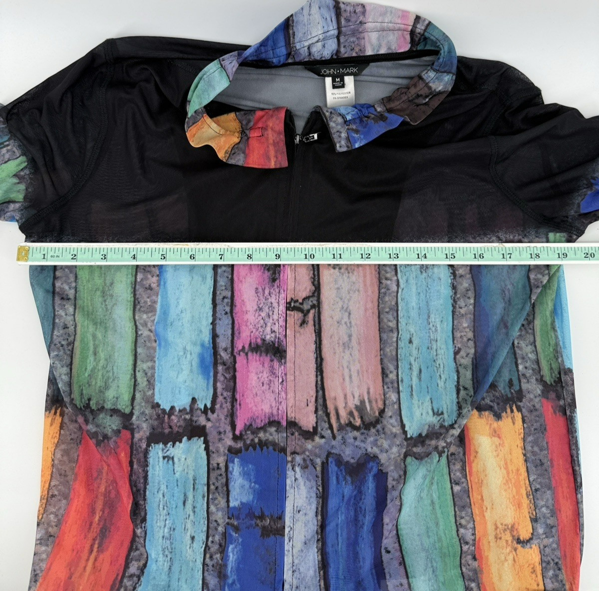 John Mark Jacket Medium Sheer Multicolor Mesh Zip… - image 7