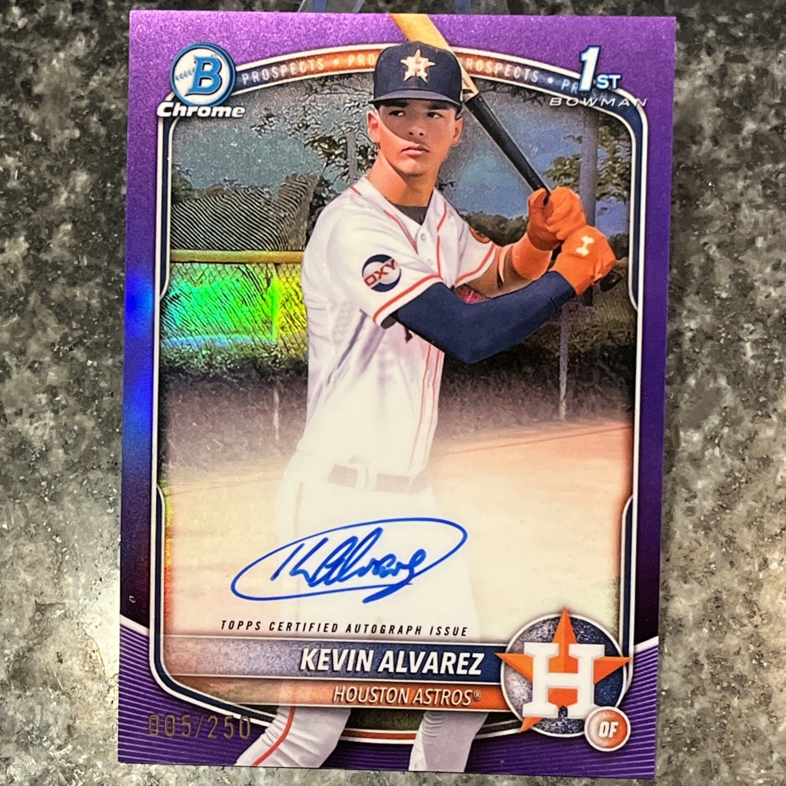 2025 Bowman Chrome Kevin Alvarez Purple Refractor 1st Auto /250 Astros