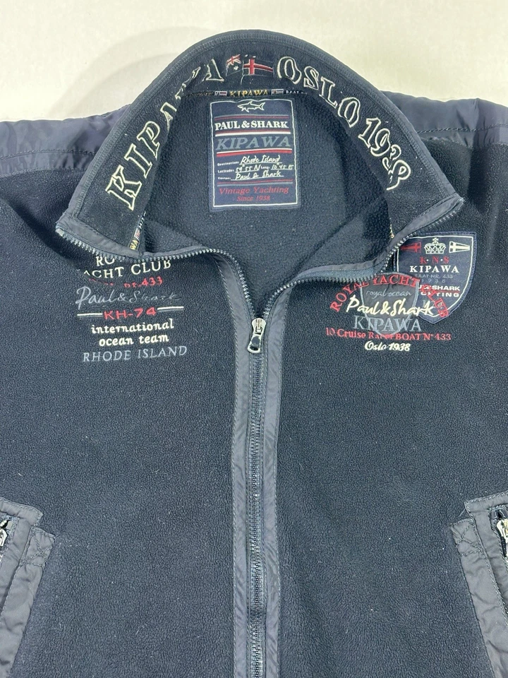 Chaqueta polar Paul & Shark Kipawa Oslo 1938 azul marino cremallera completa bordada navegación Foto 2 de 4