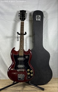 Vintage SG Style Electric Guitar HH Red Made in Japan w/ Ampeg Hard Case