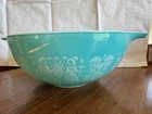 VINTAGE 444 PYREX  BLUE AMISH BUTTERPRINT 4 QT MIXING BOWL