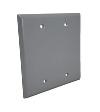 Sealproof 2-Gang Metallic Blank Weatherproof Outlet Cover, UL Listed, Gray