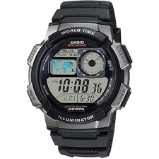Casio AE1000W-1BVCF Classic World Time Digital Watch w/ 100 Meter