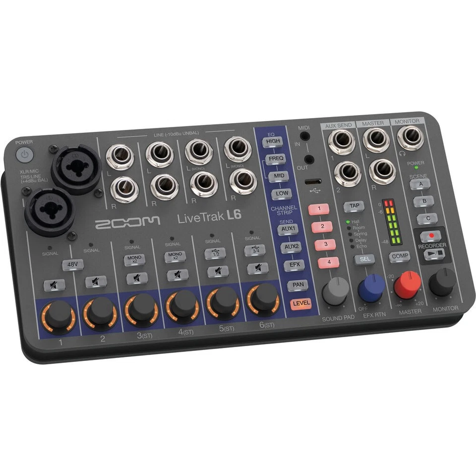 Zoom LiveTrak L-6 Portable 6-Channel Digital Mixer and Multitrack Recorder - Image 2 of 4