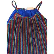 Altared State Rainbow Metallic Pleated Halter Top Women's Size Medium
