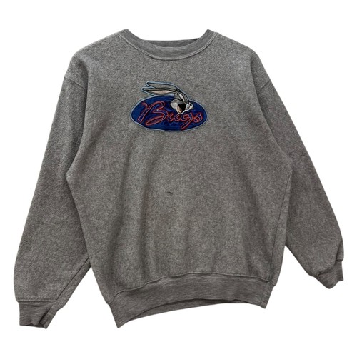 Vintage Looney Tunes Bugs Bunny Patch Crewneck Gray Men's Medium - Picture 4 of 7