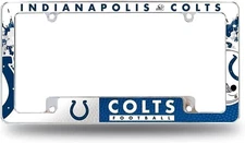 Indianapolis Colts Metal License Plate Frame 12x6 All Over Design EZ VIEW