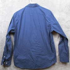 Banana Republic Shirt Mens Large Blue Tech Stretch Cotton Slim Flex Fit Dot