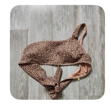 Aerie Leopard Print Ribbed One Shoulder Bikini Top Bandeau Tie Back Stretch Sz M