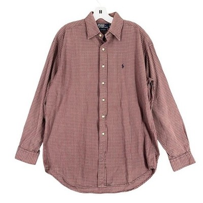 Polo Ralph Lauren Shirt Mens Medium Red Check Bradfield Business Casual