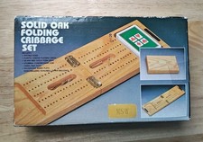 Vintage Cribbage Set Solid Oak Folding 1985