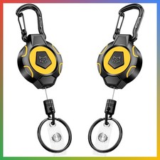 2 Pack Retractable Badge Holder Heavy Duty 10oz Carabiner Vivid Yellow 31.5 Cord