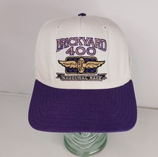 Vtg 1994 Nascar Brickyard 400 Inaugural Race White w Purple Bib Snapback Hat Cap