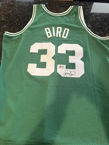 Larry Bird Boston Signed Green Basketball Jersey Bird+PSA/DNA