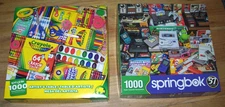 Lot of 2 Springbok Puzzles ~ Video GAMERS TROVE & ARTISTS TABLE Crayola Crayons