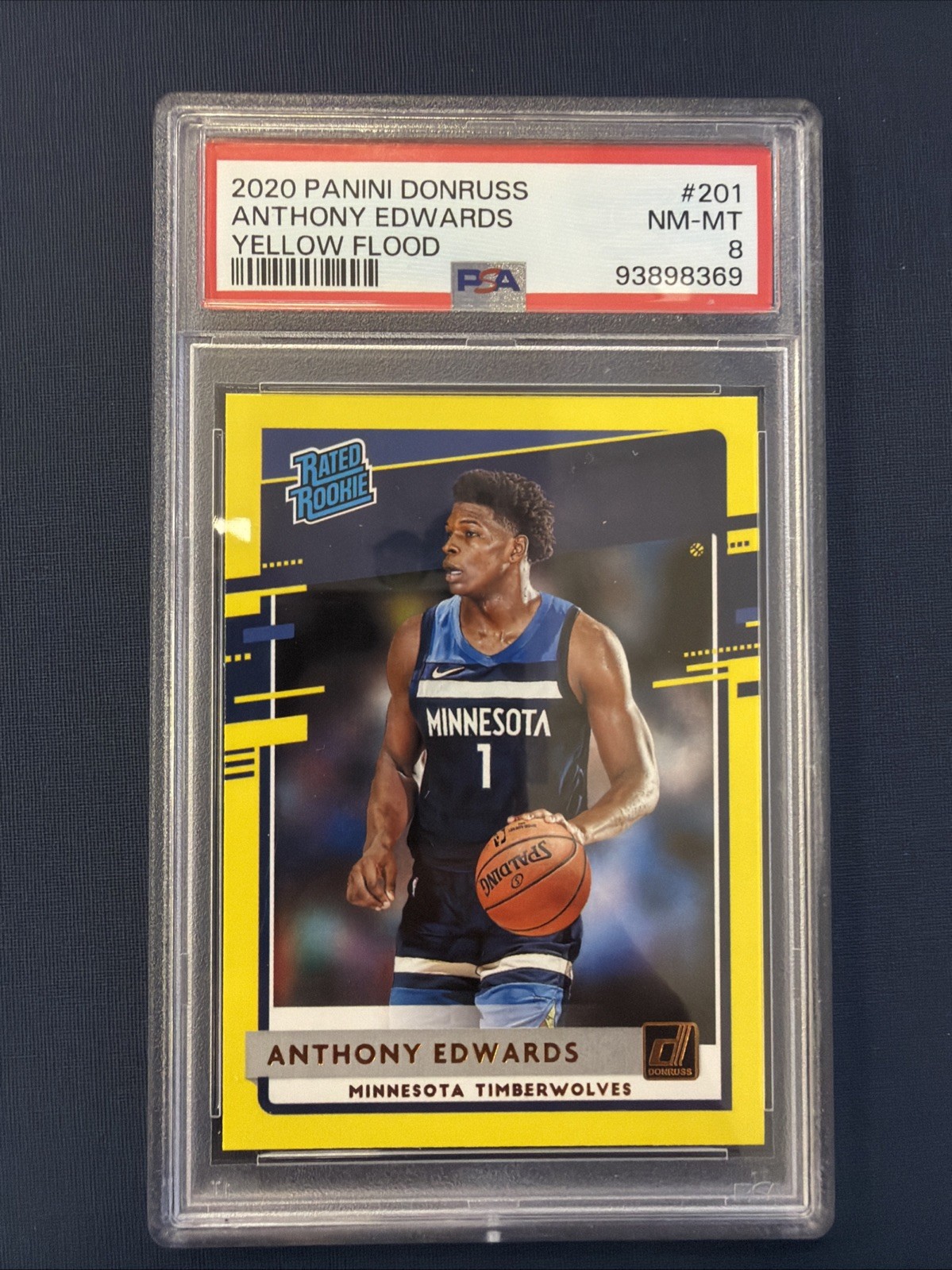 2020 Donruss Yellow Flood Rc Anthony Edwards PSA 8 NM-MT 201