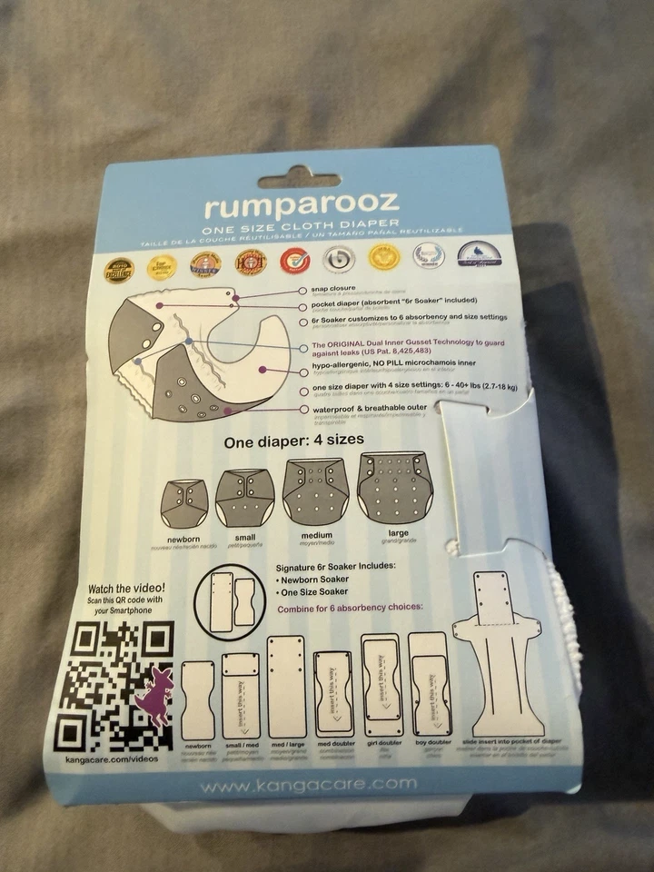 Kanga Care Rumparooz One Size Pocket Cloth Diaper NWT CLOTH DIAPER New White - Image 4 of 4