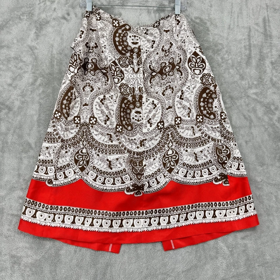 Falda Talbots Vintage 10 Seda ABohemia Corbata Carrera Clásica Plisada Naranja Oficina Foto 2 de 4