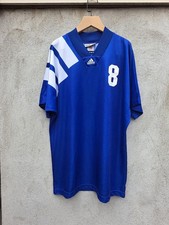 adidas Equipment Soccer Jersey Vintage 90s Trikot Blue White Stripes - Size L
