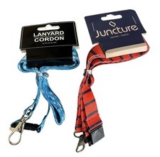 2 NEW Lanyards For Keys Or ID Badges Red And Blue Geometric Striped Pattern