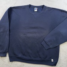 Vintage Russell Athletic Sweatshirt Mens Large Navy USA Fleece Crewneck Pullover