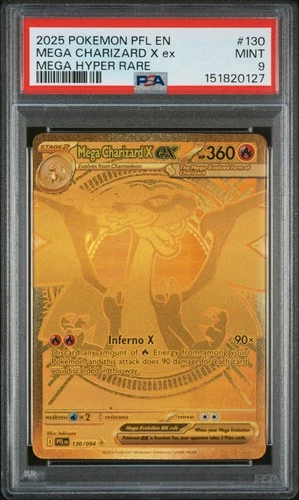 2025 POKEMON PFL EN-PHANTASMAL FLAMES MEGA HYPER RARE MEGA CHARIZARD X EX PSA 9