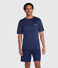 NWT~ Speedo sz XL Men's Short Sleeve Swim Shirt Rash Guard UPF 50+ Navy 4152