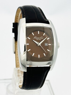Kenneth Cole NY KC1824 Curved Barrel Shape Brown Croco Leather