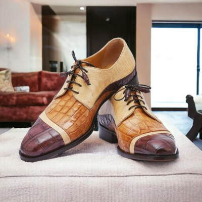 Handmade Malti CoLor Lather Derby shoe, For Weading formal  Party Function shoes