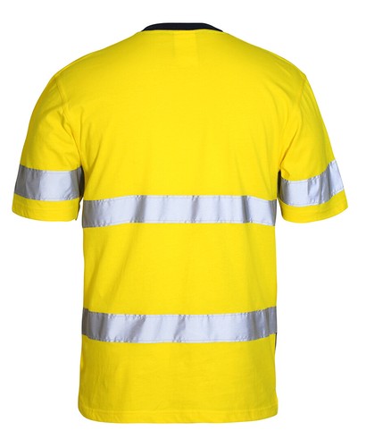 5X HI VIS WORK SHIRT COTTON t-SHIRT WITH REFLECTIVE TAPE SAFETY WORK WEAR - Picture 7 of 7