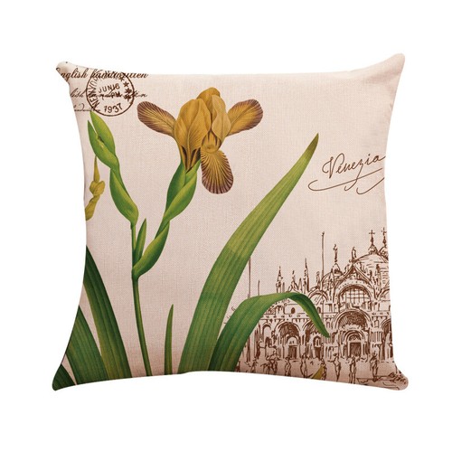 Flower Vintage Linen Pillow Case Flower Cushion Cover Waist Throw Home Sofa - Picture 4 of 5
