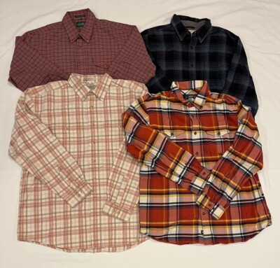 Men's LS Button Up XL Plaid 4 Lot  North Face Vintage LL Bean IZOD Weatherproof