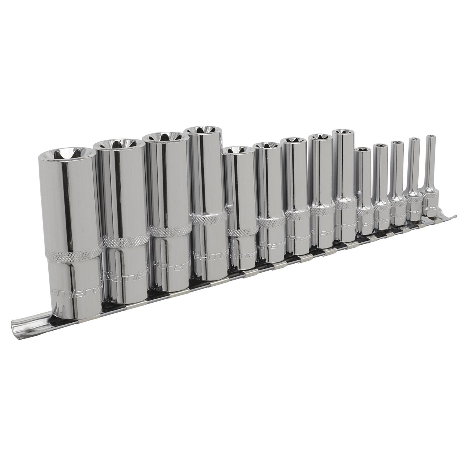 SEALEY TOOLS 14 PIECE FEMALE DEEP TORX STAR SOCKET SET E4 - E24 ON RAIL - Image 4