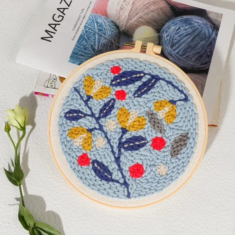 Punch Needle Embroidery kit DIY Flowers Cross Stitch Hoop Craft Kits