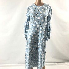 ASOS Womens’s A Line Floral Print Midi Dress Sky Blue Size 4 Balloon Sleeve New