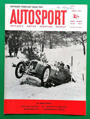 Autosport 1 Mar 1963 -CANADIAN WINTER RALLY -LOTUS 20 -C2 CORVETTE STINGRAY TEST