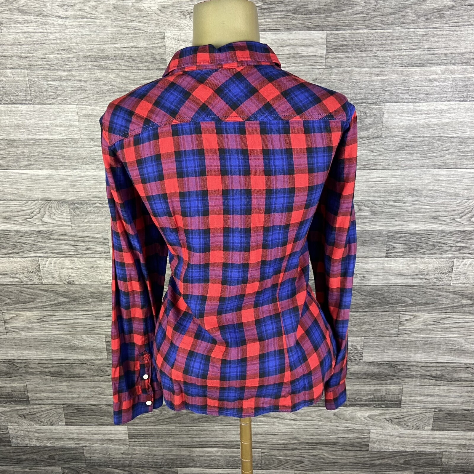 DIVIDED H&M Button Down Collared Red & Blue Plaid… - image 3