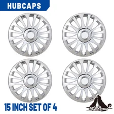 4 Pack 15" Hubcaps Replacement fit Car Truck SUV Snap On Wheel Rim Covers Chrome