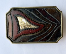 Made in the USA - BTS Solid Brass Belt Buckle with inlaid leather