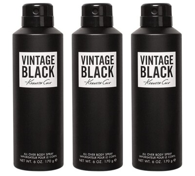 *PACK OF 3* VINTAGE BLACK by Kenneth Cole for Men All Over Body Spray 6 oz 170 g