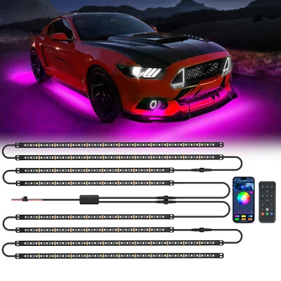MICTUNING RGB LED Strip Under Car Tube Underglow Underbody System Neon Light Kit Light Bar