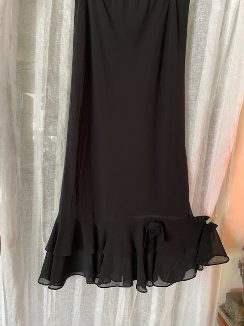 Skirt, Flirty party Black chiffon, lined, pull on, sheer ruffled hem, 1x-image