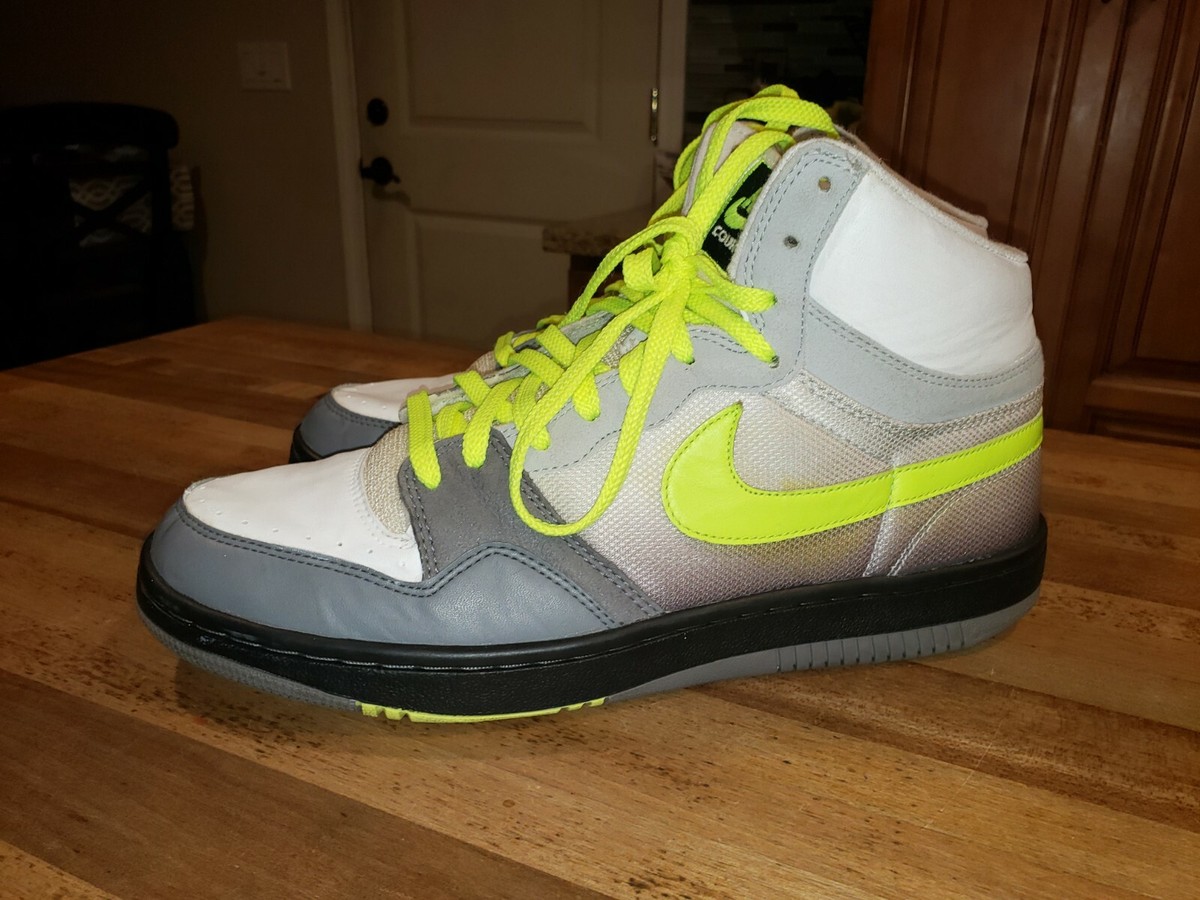 Nike Court Force Hi Basic MENS 12 WHITE/NEON 95 color way 314362